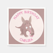 可愛おもしろいいパーソナライズされたアードバルク スタンダードカクテルナプキン (正面)