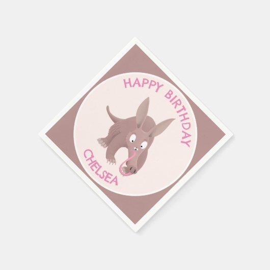 可愛おもしろいいパーソナライズされたアードバルク スタンダードカクテルナプキン (角)