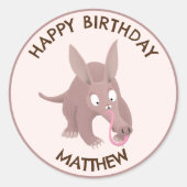 可愛おもしろいいパーソナライズされたアードバルク ラウンドシール (正面)