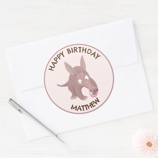 可愛おもしろいいパーソナライズされたアードバルク ラウンドシール (封筒)