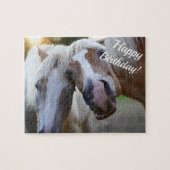 可愛おもしろいいパーソナライズされた馬「ハッピーバースデー」 ジグソーパズル (横)