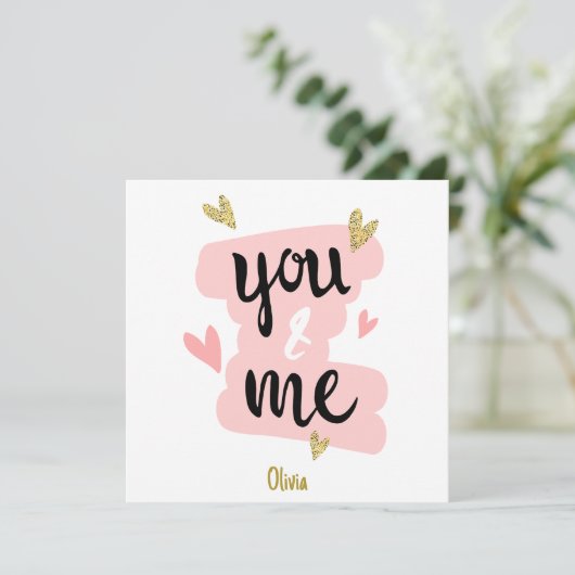 可愛おもしろいいピンクあなた&私のバレンタインデーカップル (スタンド正面)