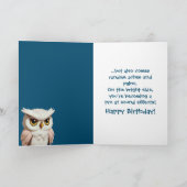 可愛おもしろいいピンクのフクロウハッピーバースデー カード (内部)