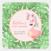 可愛おもしろいいピンクのフラミンゴ赤ちゃんシャワー赤面 ラウンドシール (正面)