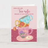 可愛おもしろいいピンクのママお茶好き カード (正面)