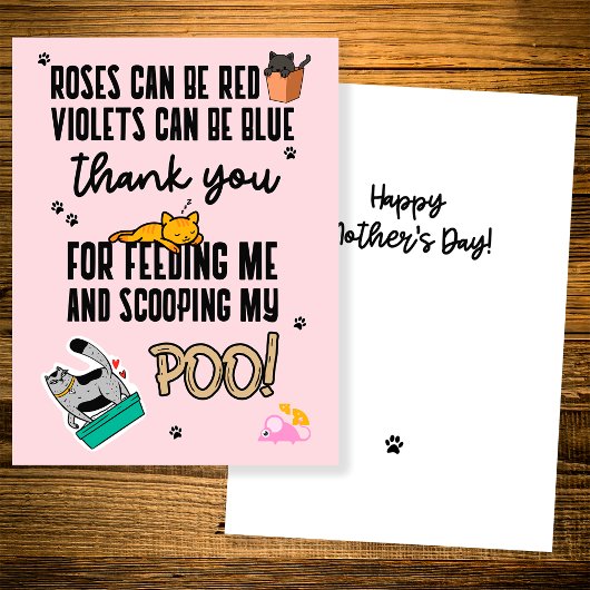 可愛おもしろいいピンクの母の日の猫 カード