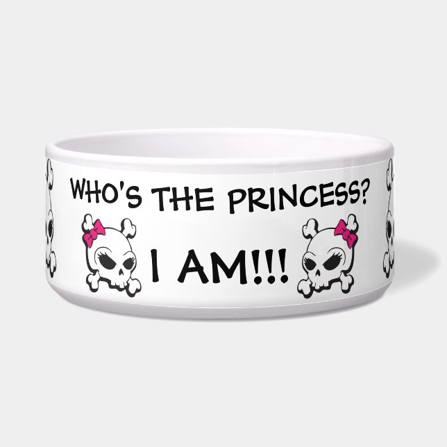 可愛おもしろいいピンクブラックボークロスボーンスカル模様 ボウル (正面)