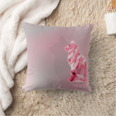 可愛おもしろいいピンク&グレー猫の足 クッション (ブランケット)