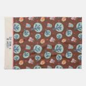 可愛おもしろいいフクロパターンパーソナライズされた引用文または名前 キッチンタオル (横)