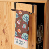 可愛おもしろいいフクロパターンパーソナライズされた引用文または名前 キッチンタオル