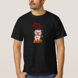 可愛おもしろいいフランス犬ヤッピーのクリスマス Tシャツ