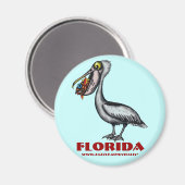 可愛おもしろいいフロリダペリカンと魚の磁石 マグネット (正面/裏面)