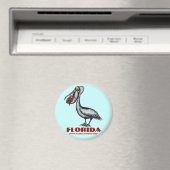 可愛おもしろいいフロリダペリカンと魚の磁石 マグネット (インサイチュ (食洗機))