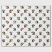 可愛おもしろいいフローラ牛の帽子を着たパターンファーム ラッピングペーパー (フラット)