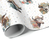 可愛おもしろいいフローラ牛の帽子を着たパターンファーム ラッピングペーパー (ロールコーナー)