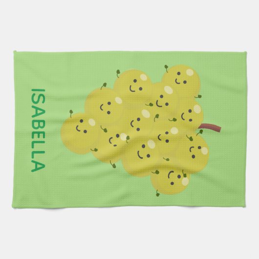 可愛おもしろいいブドウ漫画イラストレーション キッチンタオル (横)