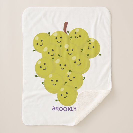 可愛おもしろいいブドウ漫画イラストレーション シェルパブランケット (正面)