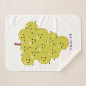 可愛おもしろいいブドウ漫画イラストレーション シェルパブランケット (正面(横))