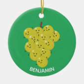 可愛おもしろいいブドウ漫画イラストレーション セラミックオーナメント (正面)