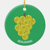 可愛おもしろいいブドウ漫画イラストレーション セラミックオーナメント (裏面)