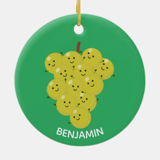 可愛おもしろいいブドウ漫画イラストレーション セラミックオーナメント (裏面)