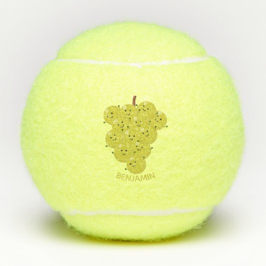 可愛おもしろいいブドウ漫画イラストレーション テニスボール (正面)