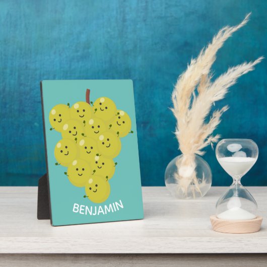 可愛おもしろいいブドウ漫画イラストレーション フォトプラーク (側面)