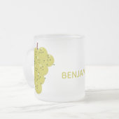 可愛おもしろいいブドウ漫画イラストレーション フロストグラスマグカップ (正面左)