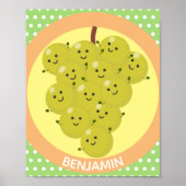 可愛おもしろいいブドウ漫画イラストレーション ポスター (正面)