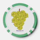 可愛おもしろいいブドウ漫画イラストレーション ポーカーチップ (裏面)