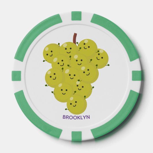 可愛おもしろいいブドウ漫画イラストレーション ポーカーチップ (正面)