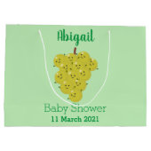 可愛おもしろいいブドウ漫画イラストレーション ラージペーパーバッグ (裏面)