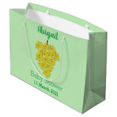 可愛おもしろいいブドウ漫画イラストレーション ラージペーパーバッグ (裏面アングル)