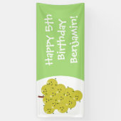 可愛おもしろいいブドウ漫画イラストレーション 横断幕 (縦)