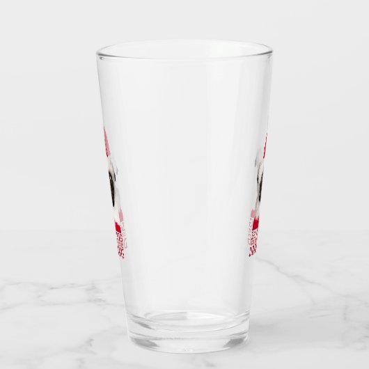 可愛おもしろいいブラックパグサンタハットクリスマス タンブラーグラス (右)