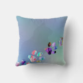 可愛おもしろいいブルーカラフルと猫足 クッション (裏面)