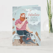 可愛おもしろいいブルーピンクのシーセーラー&ドッグバレンタイン シーズンカード (正面)