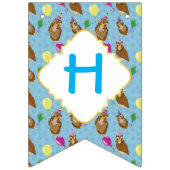 可愛おもしろいいブルーフクロウ二回目の誕生日パーティー バンティングフラッグ (第2の旗)