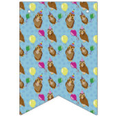 可愛おもしろいいブルーフクロウ二回目の誕生日パーティー バンティングフラッグ (第1の旗)