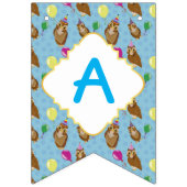 可愛おもしろいいブルーフクロウ二回目の誕生日パーティー バンティングフラッグ (第3の旗)