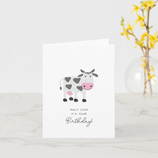 可愛おもしろいいプニーの聖なる牛あなたの誕生日 カード (黄色い花)