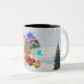 可愛おもしろいいプードルドッグクリスマス ツートーンマグカップ (正面右)