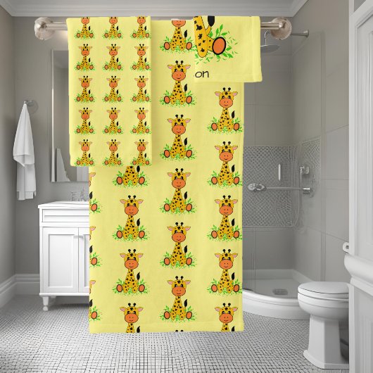 可愛おもしろいいベビー子供へキリンカスタム バスタオルセット