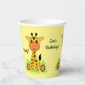可愛おもしろいいベビー子供へキリン 紙コップ (正面)