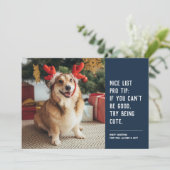 可愛おもしろいいペットの写真ネイビーブルーのクリスマス シーズンカード (スタンド正面)