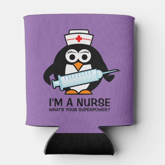 可愛おもしろいいペンギンナースで授乳缶クーラー 缶クーラー (裏面)