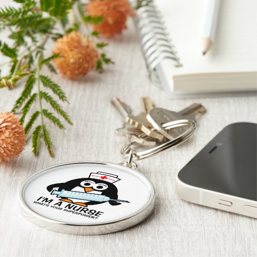 可愛おもしろいいペンギンナースの看護キーチェーン キーホルダー (側面)