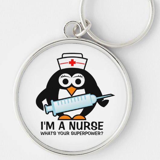 可愛おもしろいいペンギンナースの看護キーチェーン キーホルダー (正面)