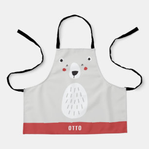 可愛おもしろいいホッキョクパーソナライズされたグマ エプロン