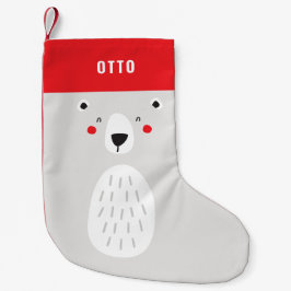 可愛おもしろいいホッキョクパーソナライズされたグマ スモールクリスマスストッキング
